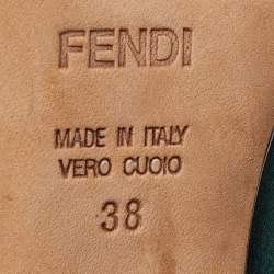 Fendi Dark Green Satin Bridge Heel Platform Pumps Size 38