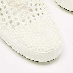 Pre Owned Fendi White Woven Fabric Square Pumps Size 39