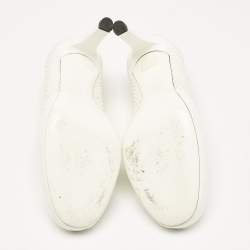 Pre Owned Fendi White Woven Fabric Square Pumps Size 39