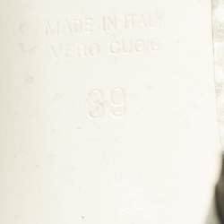 Pre Owned Fendi White Woven Fabric Square Pumps Size 39