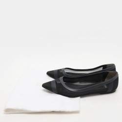 Fendi Black/Blue Mesh And Leather Colibri Ballet Flats Size 37