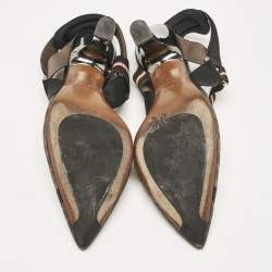 Fendi Brown Zucca Mesh and Canvas Colibri Slingback Pumps Size 39