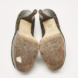 Fendi Brown Zucca Canvas Fendista Platform Pumps Size 39