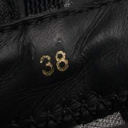 Pre Owned Fendi Black/Beige Mesh And Suede Flow Logo Low Top Sneakers Size 38