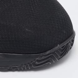 Pre Owned Fendi Black/Beige Mesh And Suede Flow Logo Low Top Sneakers Size 38