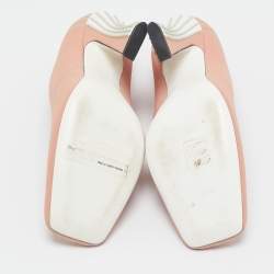 Pre Owned Fendi Peach Pink/Grey Neoprene and Rubber Square Toe FFreedom Pumps Size 38