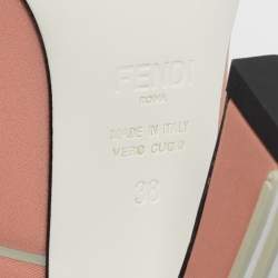 Pre Owned Fendi Peach Pink/Grey Neoprene and Rubber Square Toe FFreedom Pumps Size 38