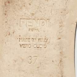 Pre Owned Fendi Black/Brown Zucca Velvet Slide Flats Size 37