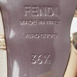 Fendi Yellow/Brown Leather and Zucca Canvas Slide Sandals Size 36.5