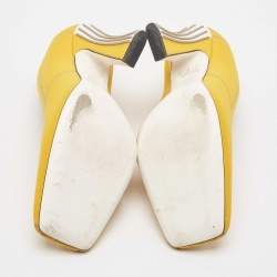 Fendi Yellow Fabric F Freedom Block Heel Pumps Size 38