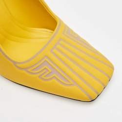 Fendi Yellow Fabric F Freedom Block Heel Pumps Size 38