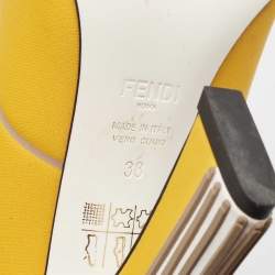 Fendi Yellow Fabric F Freedom Block Heel Pumps Size 38