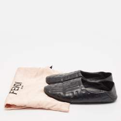 Pre Owned Fendi Black Leather forever fendi Flats Size 38