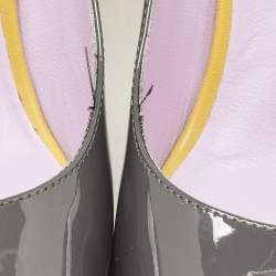 Fendi Grey Patent Leather Round Tote Pumps Size 41