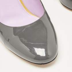 Fendi Grey Patent Leather Round Tote Pumps Size 41