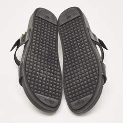 Pre Owned Fendi Black Patent Leather Strap Buckle Flats Size 40