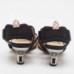 مملوكة مسبقًا Fendi Brown Canvas and Mesh Colibri Slingback Pumps Size 35.5