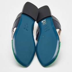 Pre Owned Fendi Multicolor Leather Bug Monster Flat Thong Sandals Size 37