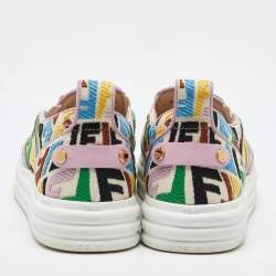 Fendi Multicolor Canvas FF Vertigo Slip On Sneakers Size 39