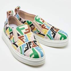 Fendi Multicolor Canvas FF Vertigo Slip On Sneakers Size 39