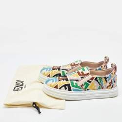 Fendi Multicolor Canvas FF Vertigo Slip On Sneakers Size 39