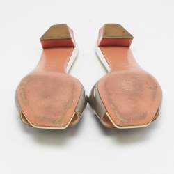 Fendi Grey Patent Leather Slide Sandals Size 41