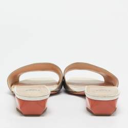 Fendi Grey Patent Leather Slide Sandals Size 41