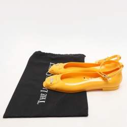 Fendi Yellow Jelly Peep Toe Ankle Strap Flat Sandals Size 38