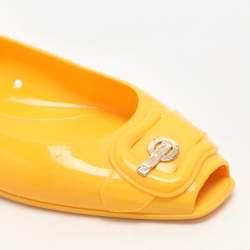 Fendi Yellow Jelly Peep Toe Ankle Strap Flat Sandals Size 38