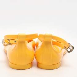 Fendi Yellow Jelly Peep Toe Ankle Strap Flat Sandals Size 38