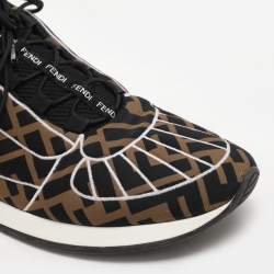 Fendi Brown/Black Zucca Fabric FFreedom Sneakers Size 37.5