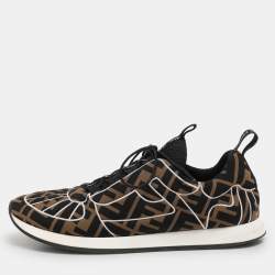 Fendi Brown/Black Zucca Fabric FFreedom Sneakers Size 37.5