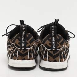 Fendi Brown/Black Zucca Fabric FFreedom Sneakers Size 37.5
