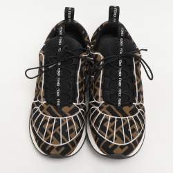 Fendi Brown/Black Zucca Fabric FFreedom Sneakers Size 37.5
