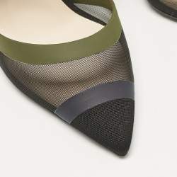 Fendi Multicolor Mesh and Fabric Colibri Slingback Pumps Size 37