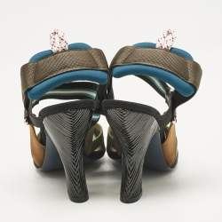 Fendi Multicolor Mesh and Fabric Colibri Slingback Pumps Size 37