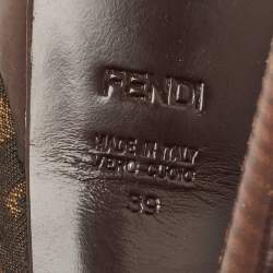Fendi Tobacco Zucca Canvas Fendista Platform Peep Toe Slingback Pumps Size 39