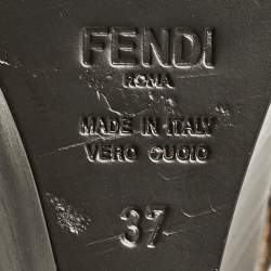 Pre Owned Fendi Brown Zucca Coated Canvas Motif Logo Wedge Ankle Strap Sandals Size 37