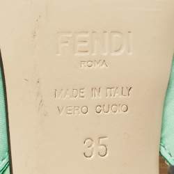 Fendi Green Embroidery Mesh and Fabric Colibri Slingback Pumps Size 35