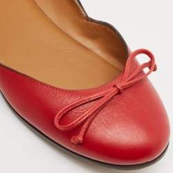 Fendi Brown/Red Leather And Canvas Toe Ballet Flats Size 37