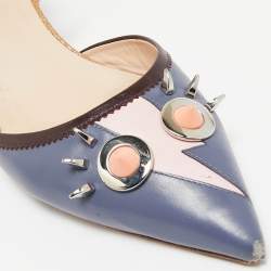 Fendi Multicolor Leather Studded Monster Slingback Sandals Size 41