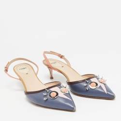 Fendi Multicolor Leather Studded Monster Slingback Sandals Size 41