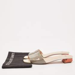 Fendi Grey Patent Leather Slide Sandals Size 41