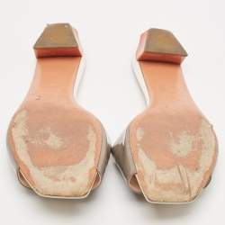 Fendi Grey Patent Leather Slide Sandals Size 41