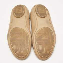 Fendi Beige Leather Let's Dance Bow Ballet Flats Size 39