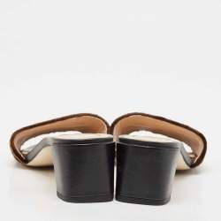 Fendi Brown Zucca Velvet Open Toe Slide Sandals Size 39