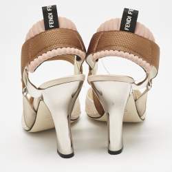Fendi Multicolor Mesh and Fabric Colibri Slingback Pumps Size 37