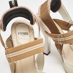 Fendi Multicolor Mesh and Fabric Colibri Slingback Pumps Size 37