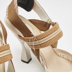 Fendi Multicolor Mesh and Fabric Colibri Slingback Pumps Size 37