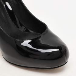 Pre Owned Fendi Black Patent Leather FF Logo Print Heel Pumps Size 37